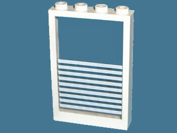 Lego Window 1 x 4 x 5 with Fixed Glass and 9 White Stripes Pattern (Sticker) - Sets 6369 / 6386 / White