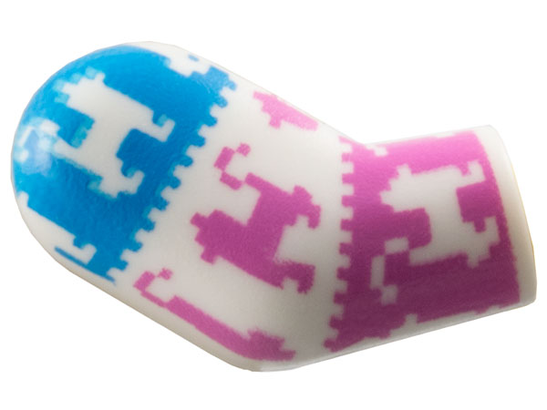 Lego Arm, Right with Cats on Dark Azure and Dark Pink Panels Pattern / White