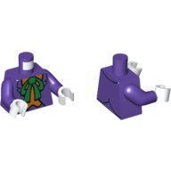 Lego Torso Jacket, Orange Shirt, Green Bow Print (The Joker), Dark Purple Arms, White Hands / Dark Purple