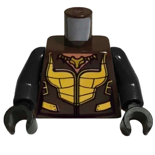 Lego Torso Armor, Gold with Totem Necklace Print (Vixen), Black Arms and Hands / Dark Brown