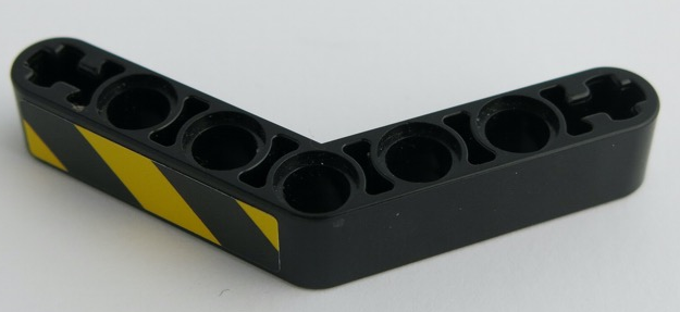 Lego Technic, Liftarm, Modified Bent Thick 1 x 7 (4 - 4) with Black and Yellow Danger Stripes Pattern Model Left Side (Sticker) - Set 42049