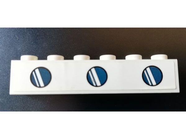 Lego Brick 1 x 6 with 3 Dark Blue Round Airplane Windows Pattern (Sticker) - Set 76130
