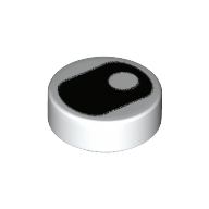 Lego Tile Round 1 x 1 with Squinted Eye, Center Side Pupil Print / White