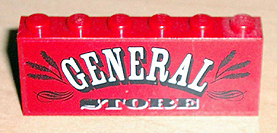 Lego Stickered Assembly 6 x 1 x 2 with 'GENERAL STORE' Pattern (Sticker) - Set 6765