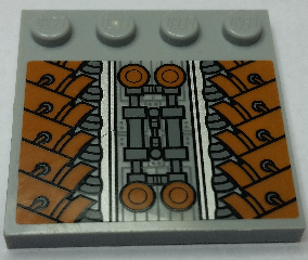 Lego Tile, Modified 4 x 4 with Studs on Edge with SW Sith Infiltrator Mechanical Pattern (Sticker) - Set 7961 / Light Bluish Gray