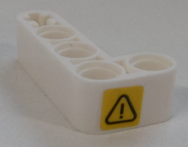 Lego Technic, Liftarm, Modified Bent Thick L-Shape 2 x 4 with Exclamation Mark in Danger Triangle Pattern Model Left Side (Sticker) - Set 42100