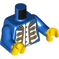 Lego Torso Jacket, White/Gold Decoration Print (Bluecoat Admiral), Blue Arms, Yellow Hands
