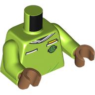 Lego Torso Soccer Shirt, White Collar, Pockets Print, Lime Arms, Medium Nougat Hands / Lime