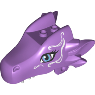 Lego Creature Body Part, Dragon Head Upper Jaw with 2 Studs on Top with Medium Blue Eye, White Tribal Markings