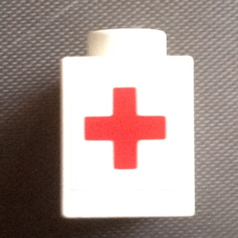 Lego Brick 1 x 1 with Red Cross Pattern (Sticker) - Set 623