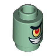 Lego Brick Round 1 x 1 Open Stud with One Eye and Gritted Teeth Print (Plankton)