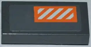 Lego Tile 1 x 2 with Orange and White Danger Stripes Pattern (Sticker) - Sets 7666 / 8089 / 75014 / Dark Bluish Gray