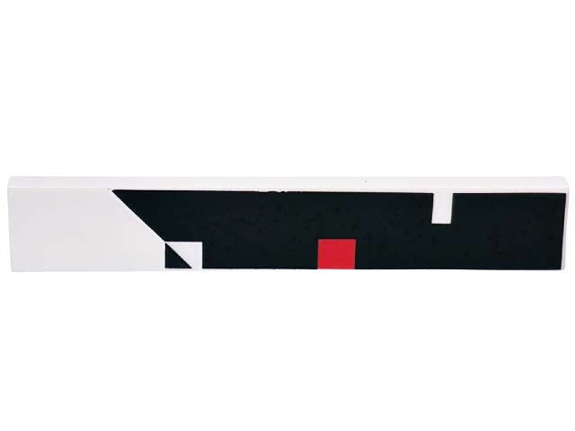 Lego Tile 1 x 6 with Black Triangle and Geometric Shape with Red Stripe Pattern