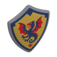 Lego Shield Triangular with Spiked Top with Red/Blue Griffin on Yellow Background Print