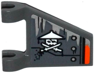 Lego Flag 2 x 2 Trapezoid with Flat Edge with Armor Plates with Rivets, White Ninja Skull with Crossed Swords Pattern Model Left Side (Sticker) - Set 70601