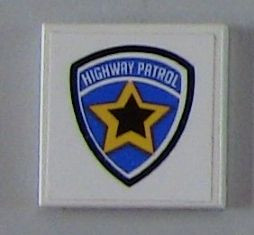 Lego Tile 2 x 2 with Highway Patrol Logo Yellow Star Pattern (Sticker) - Sets 6111 / 8665