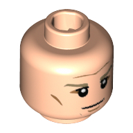 Lego Minifig Head Bastian Schweinsteiger, Dark Tan Eyebrows, White Pupils, Forehead and Cheek Lines, Chin Dimple Print [Hollow Stud] / Light Nougat