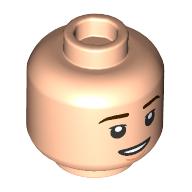 Lego Minifig Head Jimin, Dark Brown Eyebrows, Open Mouth Crooked Smile / Neutral print / Light Nougat