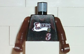 Lego Torso NBA Philadelphia 76ers #3 (Black Jersey) Pattern / Brown NBA Arms