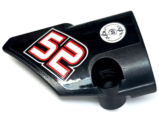 Lego Technic, Panel Fairing # 1 Small Smooth Short, Side A with Black 'light @ night' in White Circle, White '52' Pattern (Sticker) - Sets 8041 / 42041