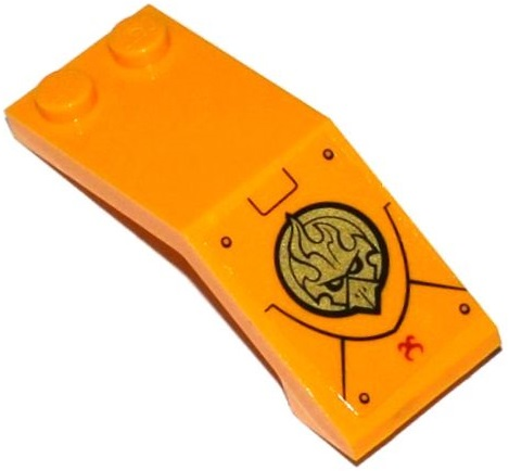 Lego Windscreen 5 x 2 x 1 2/3 with Gold Chima Eagle Emblem, Red Alien Character and Rivets Pattern (Sticker) - Set 70144