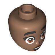 Lego Minidoll Head, Thick Black Eyebrows, Brown Eyes, Dark Red Lips, Scrared