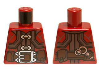 Lego Torso LotR Jacket with Silver Clasps and Large Belt Buckle Pattern / Dark Red