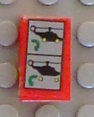 Lego Panel 1 x 2 x 1 with Helicopter Landing Gear Instructions Pattern (Sticker) - Set 8856 / Red