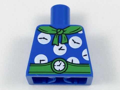Lego Torso Batman Bright Green Scarf and Belt, White Clocks Pattern