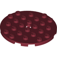 Lego Plate Round 6 x 6 with Hole / Dark Red