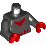 Lego Torso Muscles, Red Bat Logo and Utility Belt Print (Batwoman), Black Arms, Red Hands / Black