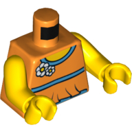 Lego Torso Halter Top with Medium Blue Trim and Flowers Front / '2012 The LEGO Store Vancouver, BC' on Back Print, Yellow Arms and Hands / Orange