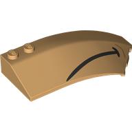 Lego Brick Wedged, Curved 8 x 3 x 2 Open Right with Black Stripe (Mouth) Print / Warm Tan