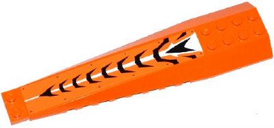 Lego Wedge 16 x 4 Triple Curved with Reinforcements with Black and White Tiger Stripes and Rivets Pattern (Sticker) - Set 70224 / Orange