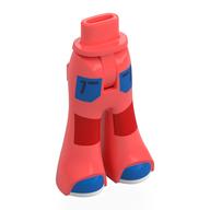 Lego Minidoll Hips and Wide Pants with Blue Pockets, Shoes, Red Knee Panels Print / Coral