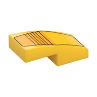Lego Brick Curved 2 x 1 No Studs with Orange Headlight Print