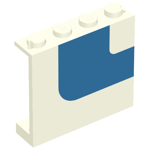 Lego Panel 1 x 4 x 3 - Solid Studs with Blue Stripe Print Right / White