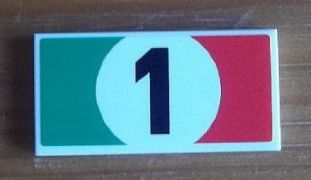 Lego Tile 2 x 4 with '1' in Italian Flag Pattern (Sticker) - Set 8679