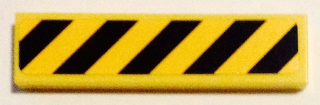 Lego Tile 1 x 4 with Black and Yellow Danger Stripes (Yellow Corners) Pattern (Sticker) - Set 75053 / Yellow