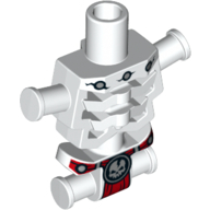 Lego Torso Skeleton, Angular Rib Cage, Bone Cracks, Patches, Red Loincloth with Skull Symbol