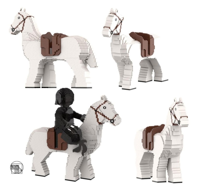 Lego Maxi Figure white horse with brown saddle