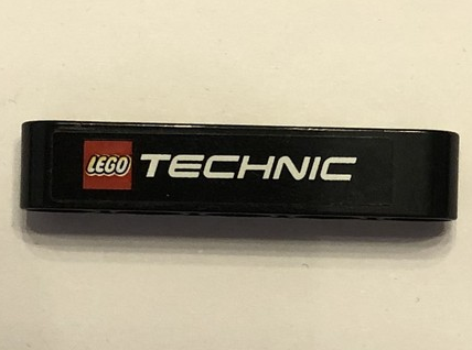 Lego Technic, Liftarm Thick 1 x 5 with LEGO TECHNIC Logo Pattern (Sticker) - Set 9398 / Black