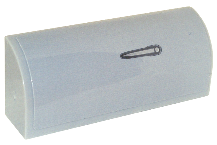 Lego Slope, Curved 1 x 4 x 1 1/3 with Silver and Black Door Handle Pattern Model Left Side (Sticker) - Set 76911 / Light Bluish Gray