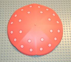 Lego Scala Umbrella Top - Large with Pink Dots Pattern (Stickers) - Set 3240 / Salmon