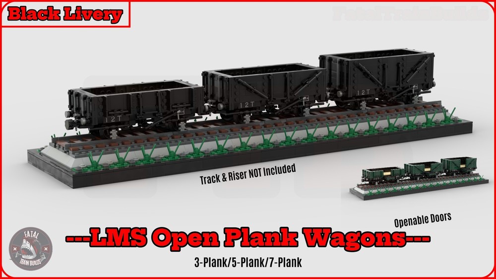 Lego (Black) LMS Open Plank Wagons (8w)