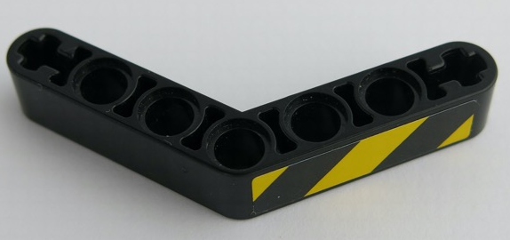 Lego Technic, Liftarm, Modified Bent Thick 1 x 7 (4 - 4) with Black and Yellow Danger Stripes Pattern Model Right Side (Sticker) - Set 42049