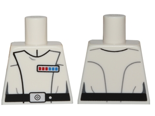 Lego Torso SW Imperial Officer 7 Pattern (Admiral Yularen) / White