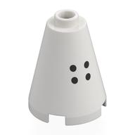 Lego Cone 2 x 2 x 2, Open Stud with Black Dots print / White