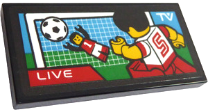 Lego Tile 2 x 4 with TV Screen with 'LIVE' Soccer / Football Match with Player with Number 5 and Goalie Pattern (Sticker) - Set 60257