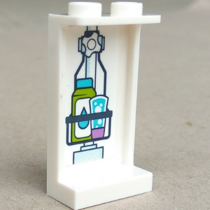 Lego Panel 1 x 2 x 3 with Side Supports - Hollow Studs with Hanging Shower Rack on Inside Pattern (Sticker) - Set 41315 / White